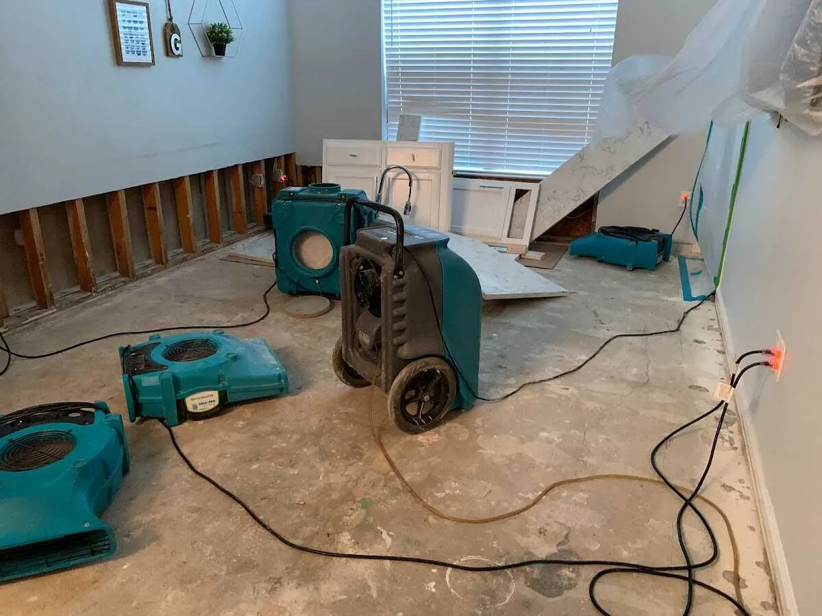Dehumidifier in flood-cut room for Water Extraction & Removal in Sugar Land